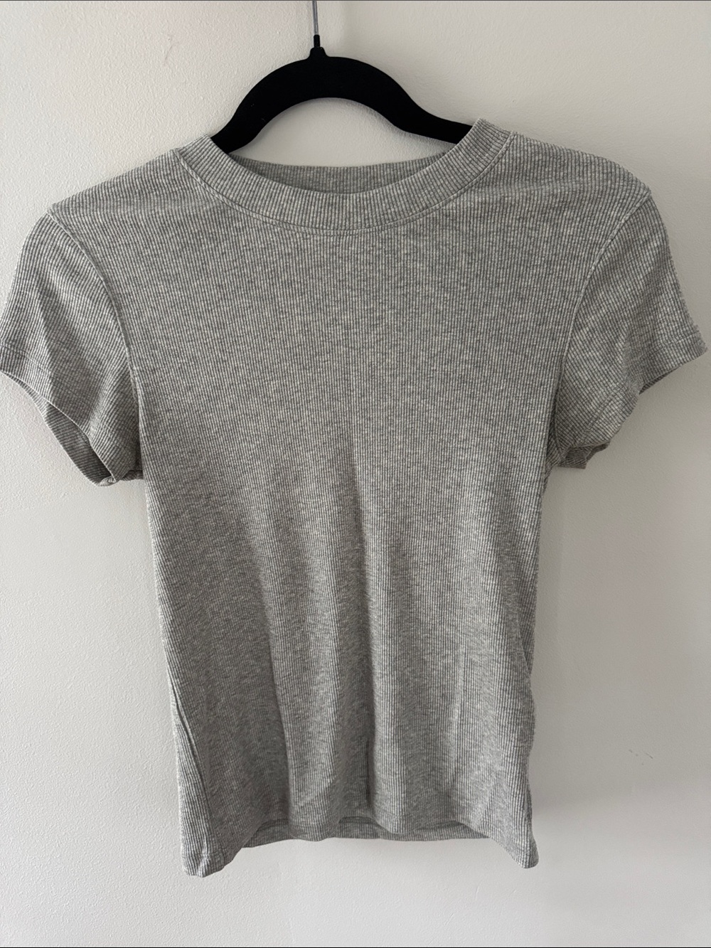 Quince Organic Cotton Micro-Rib Crewneck Tee - Heather Gray